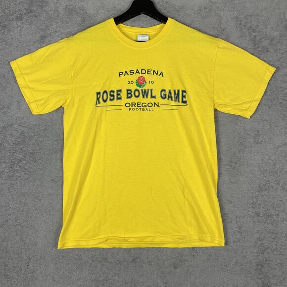 Oregon Ducks Shirt Mens Medium Yellow NCAA Football Rose Bowl Game 2010 Pasadena - Picture 2 of 9